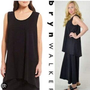 Bryn Walker Cap Sleeve Asymmetrical Hem Lagenlook Bamboo Jersey Tunic- Size XL